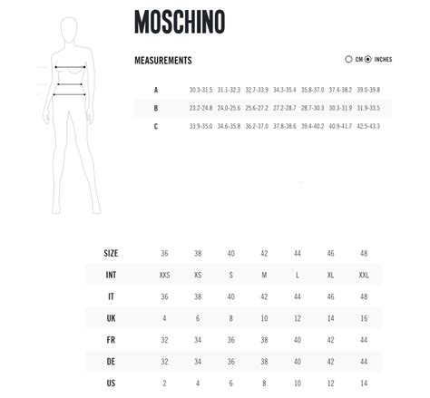 moschino size chart men.